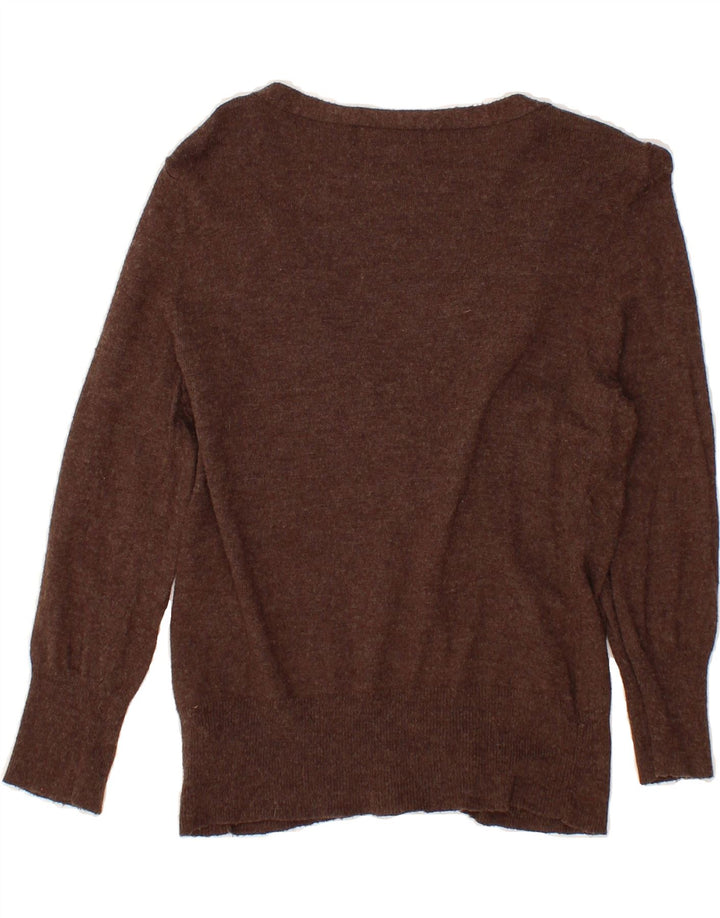 MOSSIMO Womens Crop 3/4 Sleeve Cardigan Sweater UK 12 Medium Brown Nylon Vintage Mossimo and Second-Hand Mossimo from Messina Hembry 