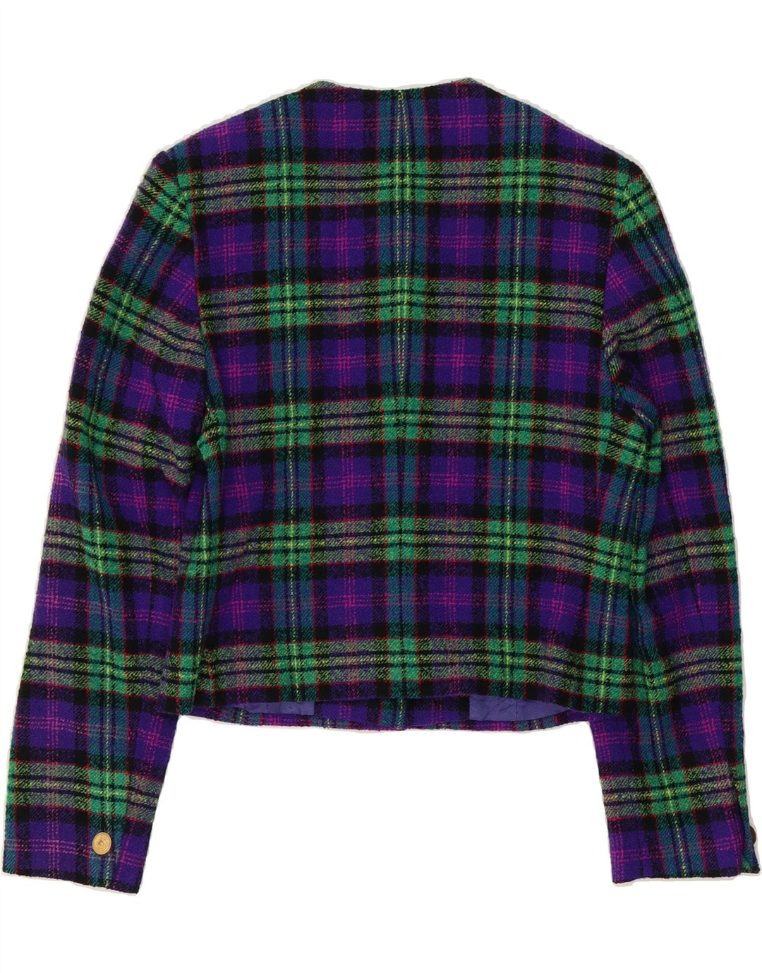 BETTY BARCLAY Womens Crop 5 Button Blazer Jacket UK 12 Medium Purple Check Vintage Betty Barclay and Second-Hand Betty Barclay from Messina Hembry 