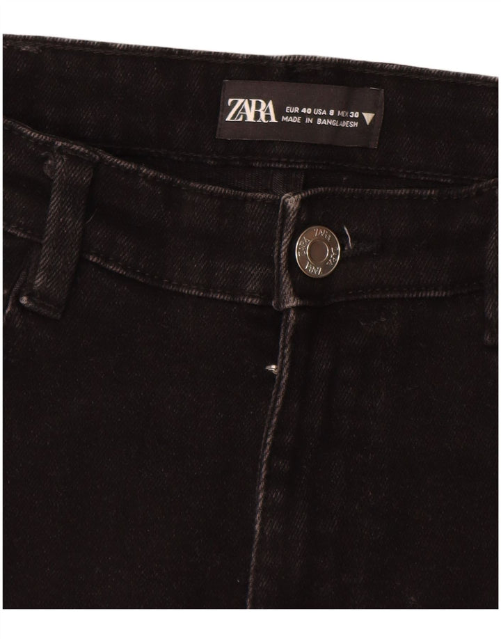 ZARA Damen Crop Slim Jeans EU 40 Medium W30 L25 Schwarz