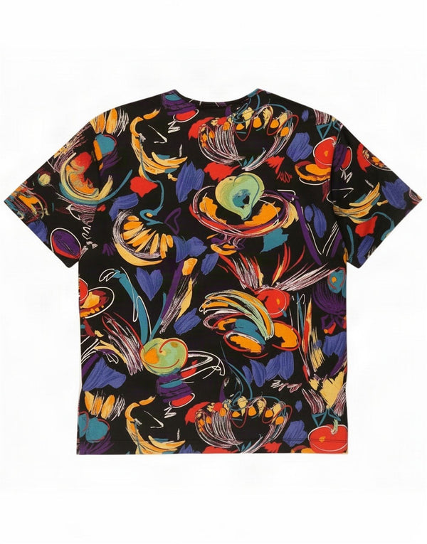 Vintage Womens Abstract Pattern T-Shirt Top UK 10 Small Mehrfarbig