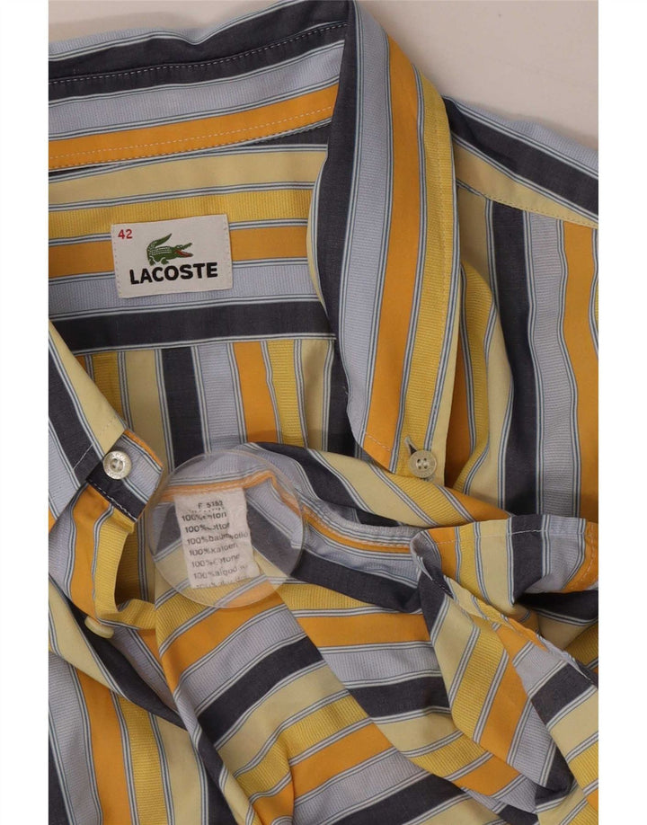 Lacoste Herren-Kurzarmhemd, Größe 42, groß, mehrfarbig, gestreift, Baumwolle