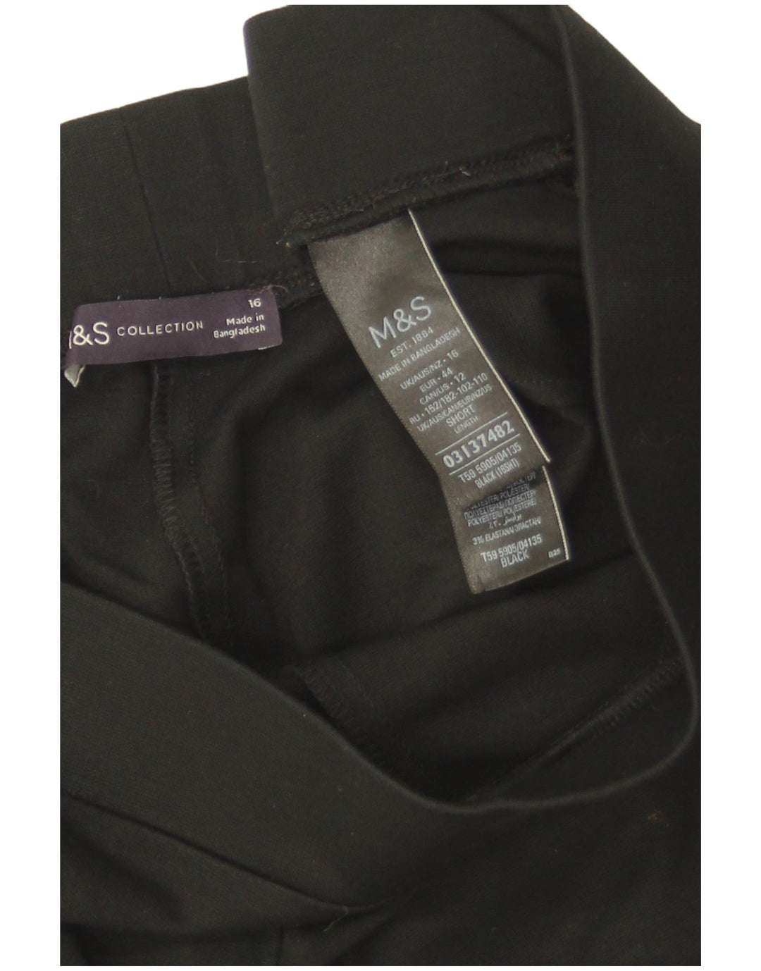Marks & Spencer Damen Crop Leggings UK 16 Large Schwarze Viskose