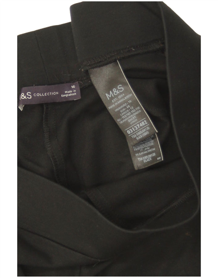 Marks & Spencer Damen Crop Leggings UK 16 Large Schwarze Viskose