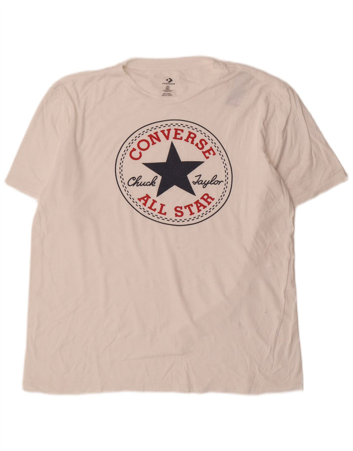 Converse Mens Graphic T-Shirt Top Large White Cotton
