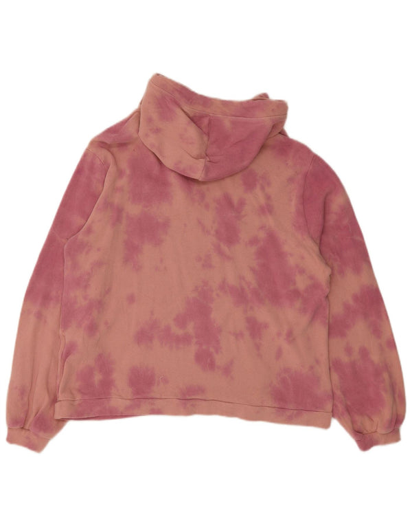 Volcom Damen Übergroßer Kapuzenpullover UK 10 Small Pink Tie Dye Cotton