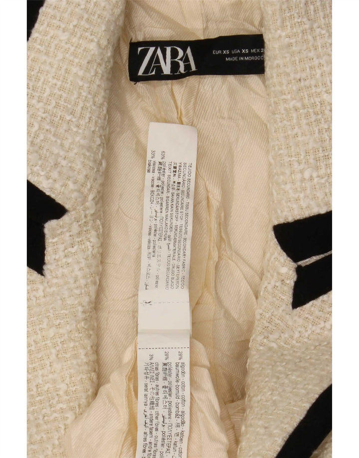 Zweireihiger Blazer für Damen von Zara, Gr. 6, XS, gebrochenes Weiß, Polyester