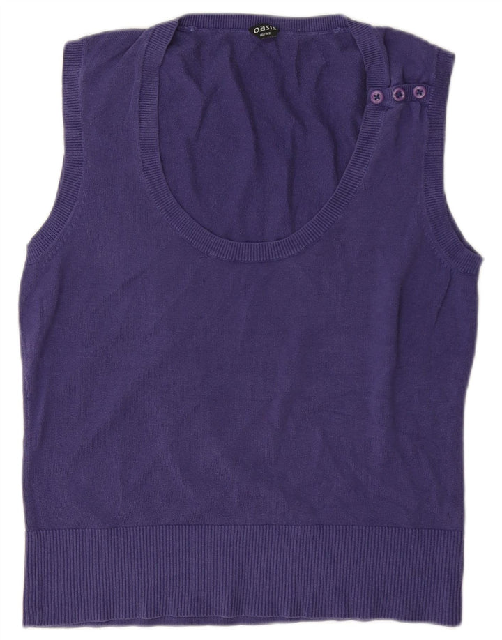 Oasis Damen-Weste-Top, UK 44, Größe L, Marineblau, Baumwolle