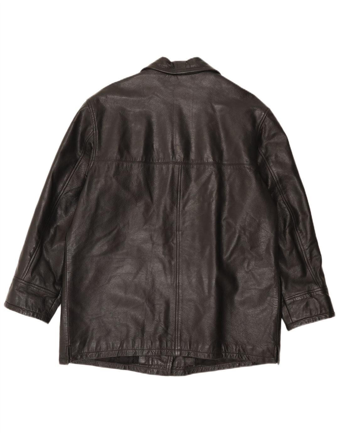 Vintage Damen Ledermantel IT 48 XL Schwarz