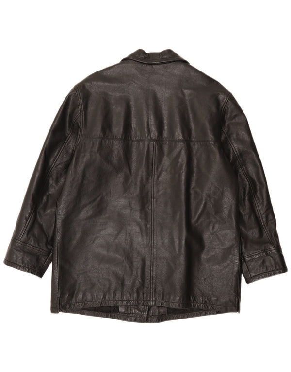 Vintage Damen Ledermantel IT 48 XL Schwarz