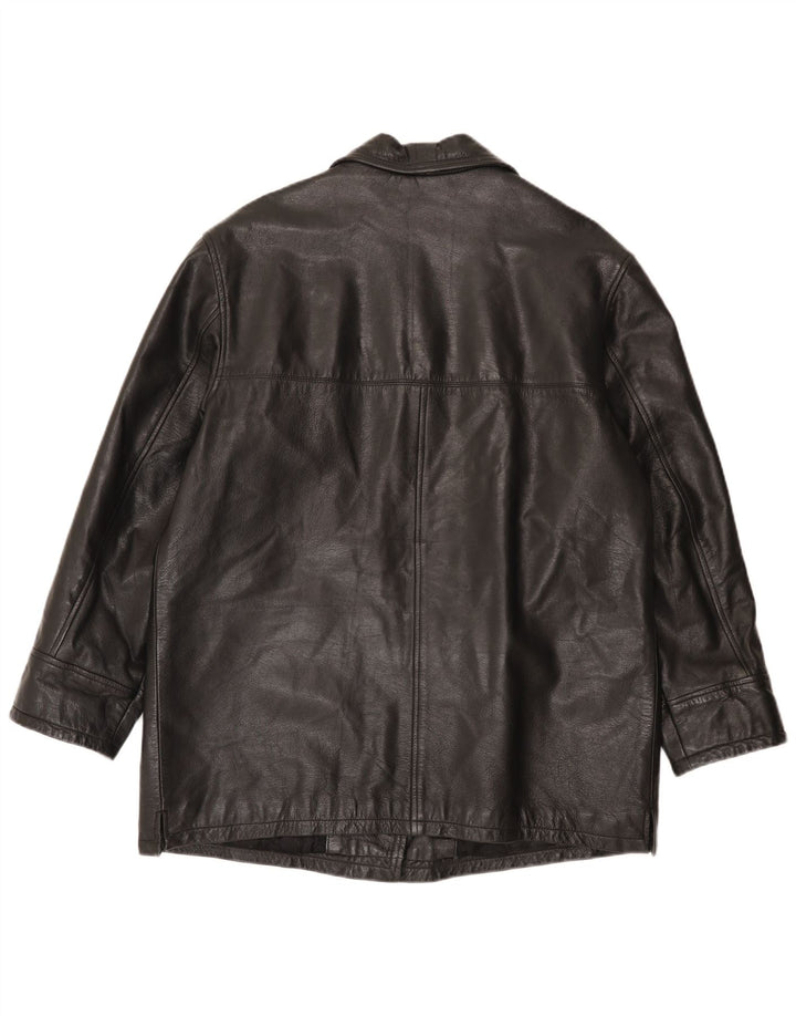 Vintage Damen Ledermantel IT 48 XL Schwarz
