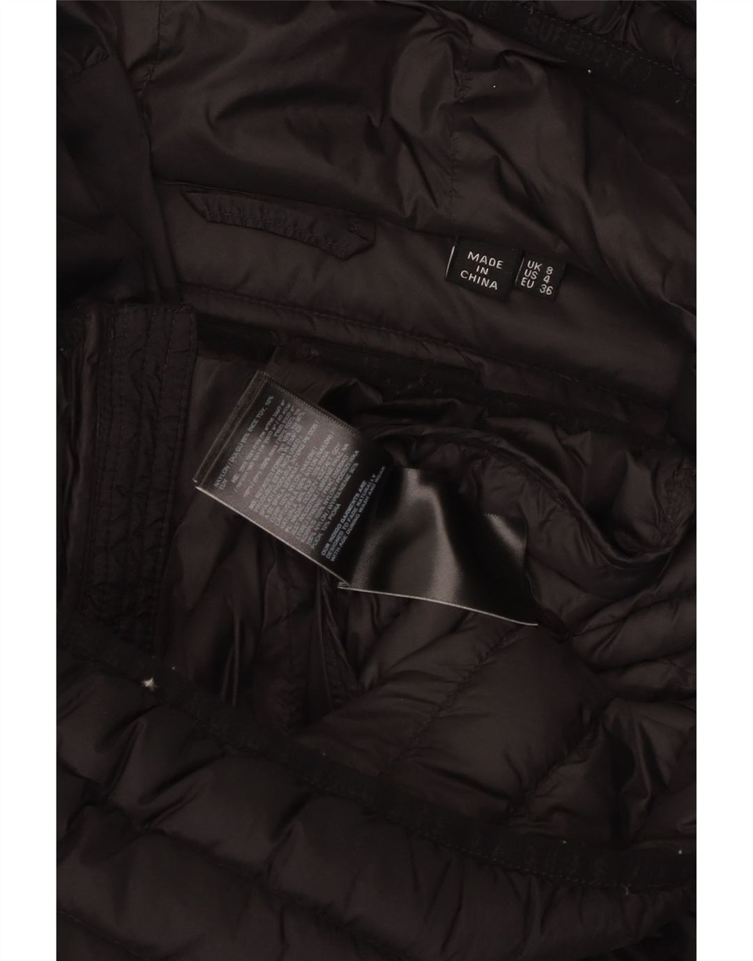 SUPERDRY Womens Hooded Padded Jacket UK 8 Small Black Nylon