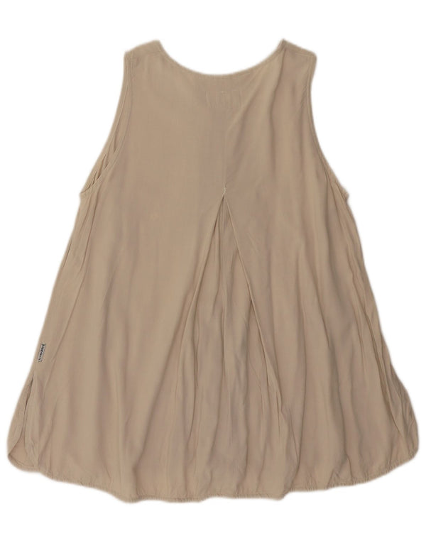 Armani Jeans Damen ärmelloses Blusenoberteil UK 14 Large Beige Viskose