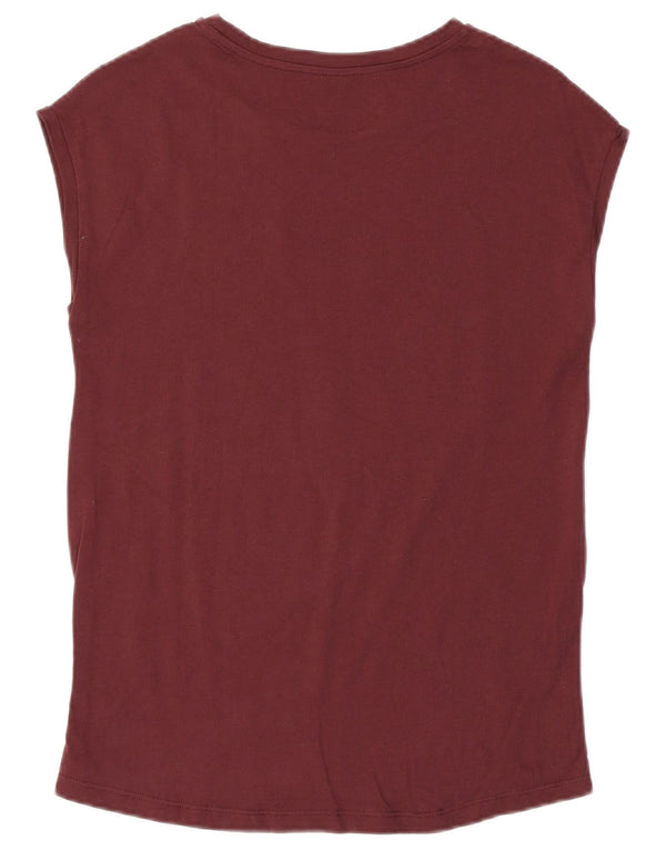 Calvin Klein Damen Grafik T-Shirt Top UK 6 XS Burgund