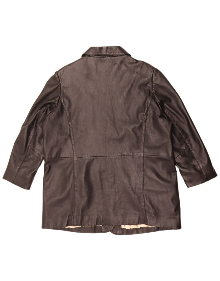 Essence Damen Übergroße Lederjacke UK 18/20 XL Schwarzes Leder