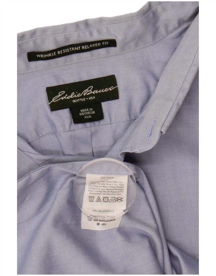 EDDIE BAUER Herren Kurzarm-Hemd mit entspannter Passform, 3XL, blaue Baumwolle