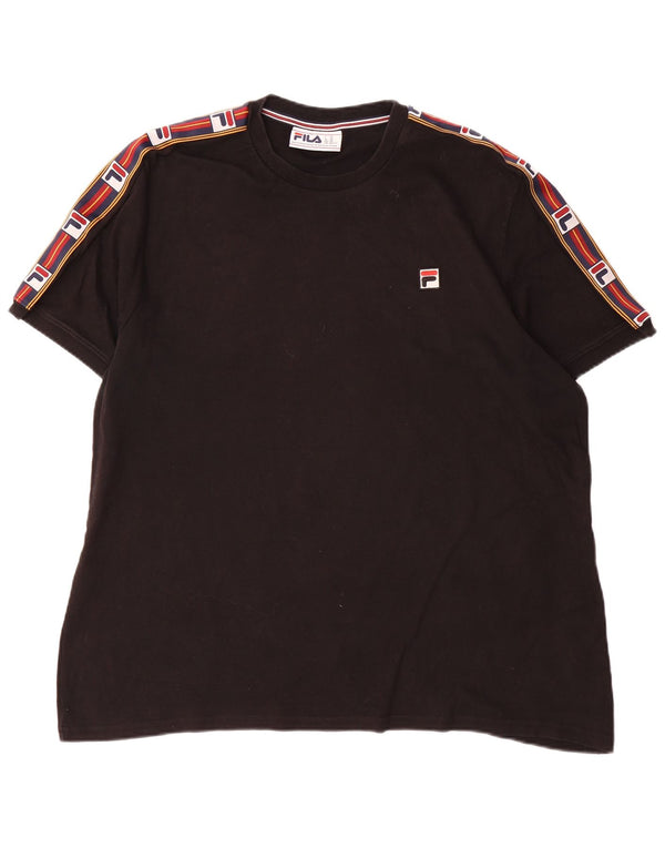 Fila Herren Grafik T-Shirt Top 2XL Schwarz Baumwolle