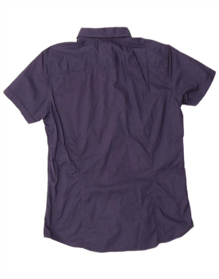 Sisley Herren-Kurzarm-Slim-Fit-Hemd in mittlerem Marineblau