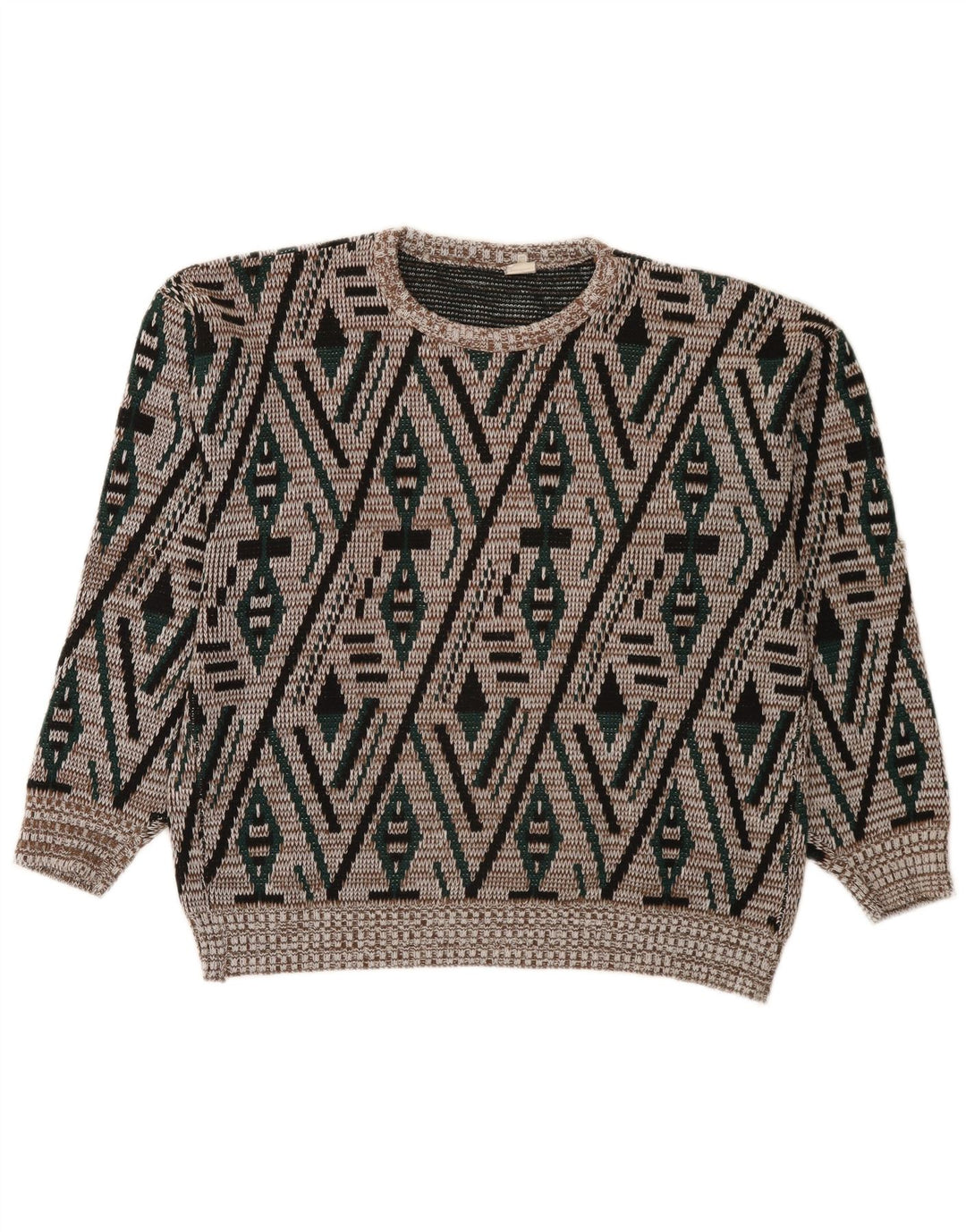 Vintage Herren Pullover mit Rundhalsausschnitt, Größe 52, groß, mehrfarbig, geometrisch