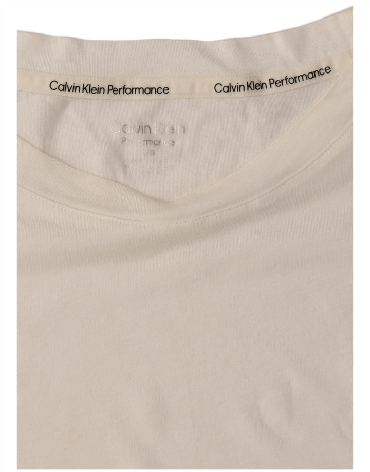 CALVIN KLEIN Damen T-Shirt Top UK 16 Large Weiß
