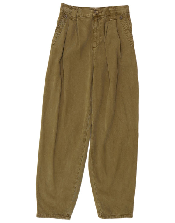 Topshop Damen-Hose mit hoher Taille, lockere Passform, UK 8, Größe S, W26, L27, Khaki