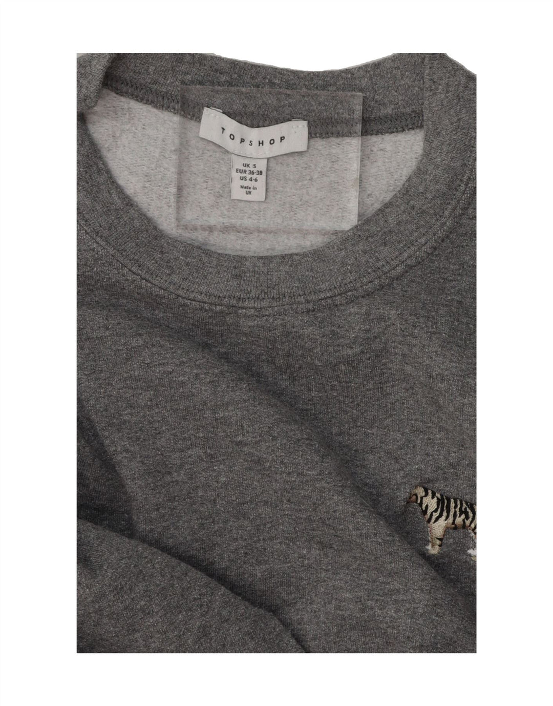 TOPSHOP Womens Sweatshirt Jumper UK 10 Small Grey Vintage Topshop and Second-Hand Topshop from Messina Hembry 