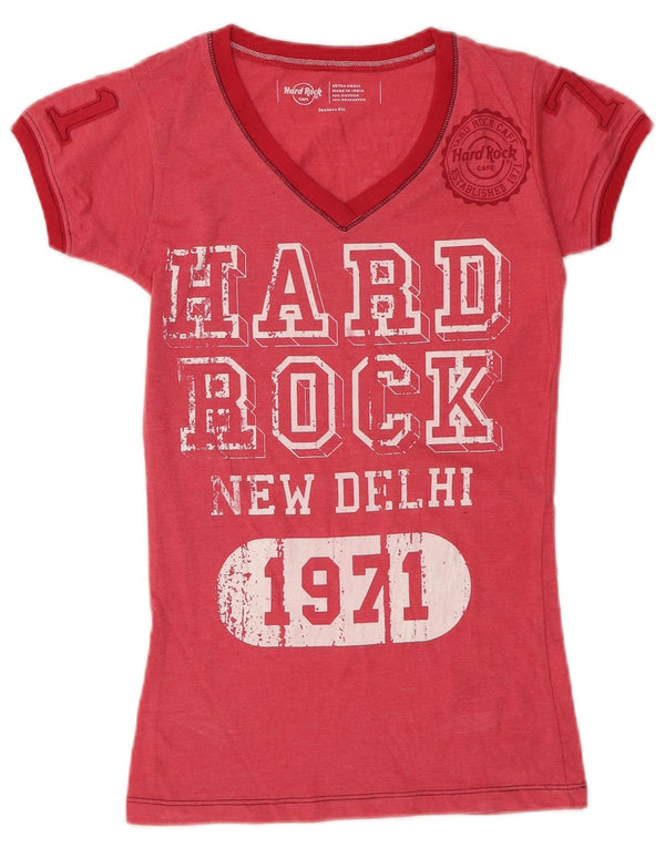 HARD ROCK CAFE Mädchen New Dalhi Graphic T-Shirt Top 13–14 Jahre XS Pink