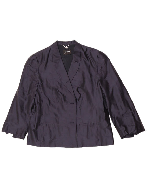 Gattinoni Damen-Blazerjacke mit 3/4-Ärmeln, UK 20 2XL, marineblaue Seide