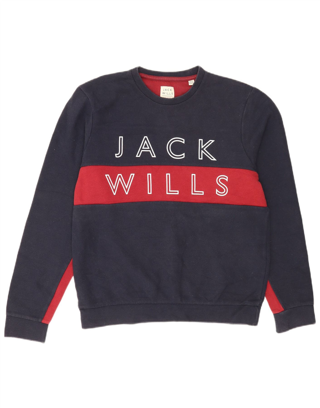 Jack Wills Herren-Sweatshirt mit Grafik, groß, Marineblau, Farbblock