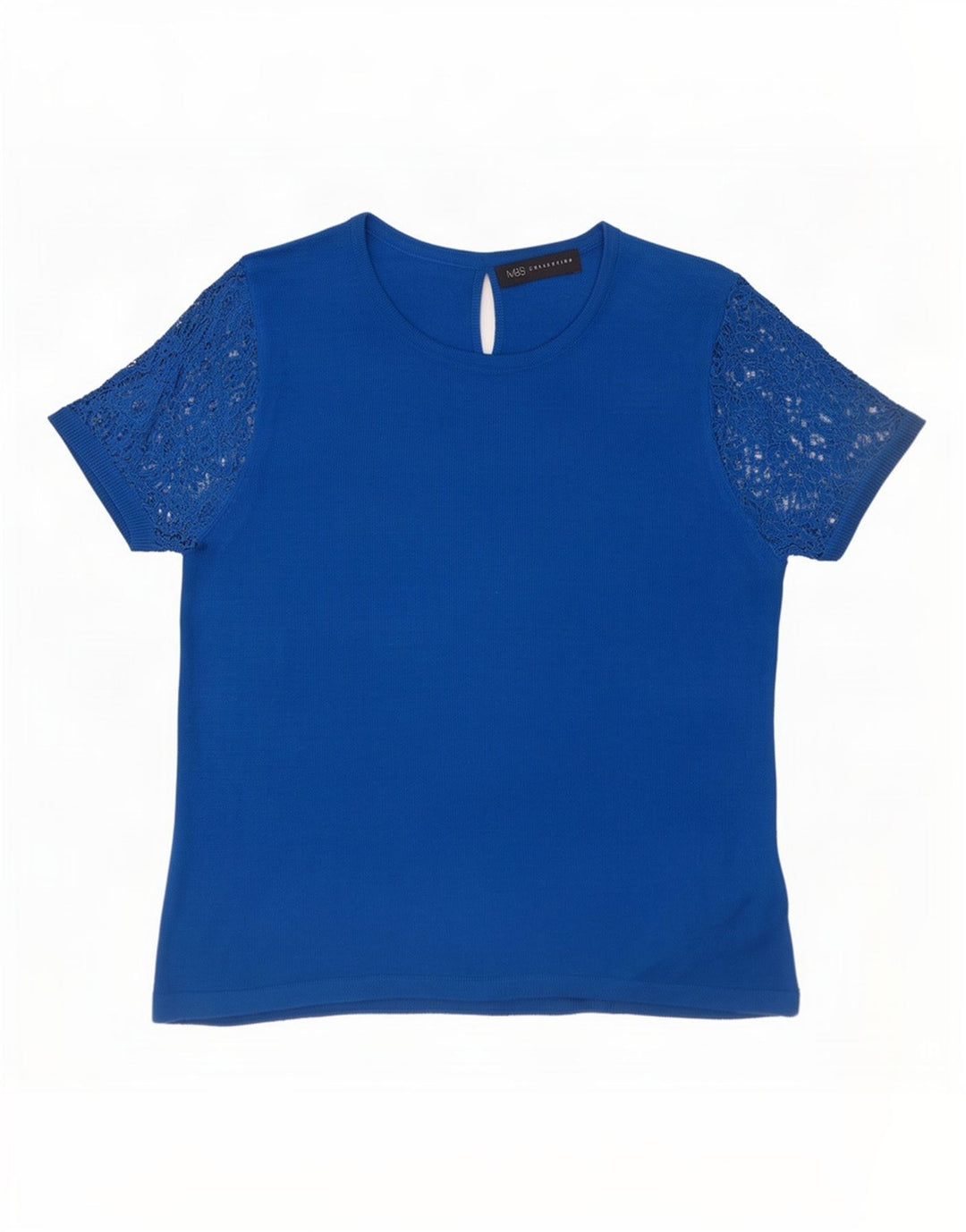 Marks & Spencer Damen Blusenoberteil UK 12 Mittelblaues Blumenmuster aus Acryl