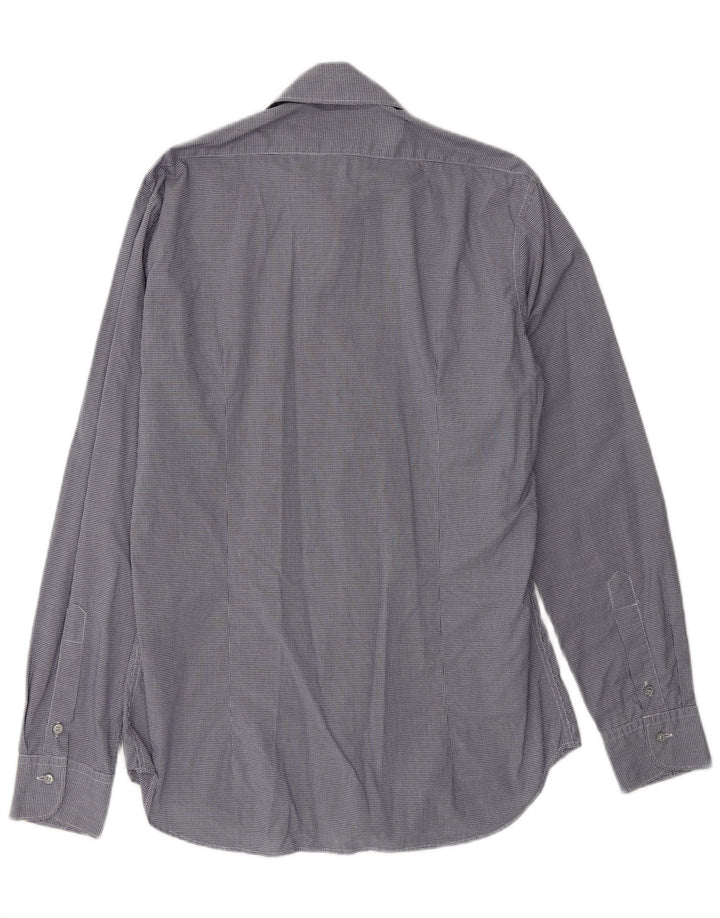 SIVIGLIA Herrenhemd Größe 40 15 3/4 Mittel Marineblau Gingham