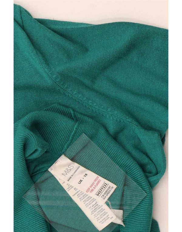 Marks & Spencer Damen-Pullover mit V-Ausschnitt, Gr. 18, XL, grüne Viskose