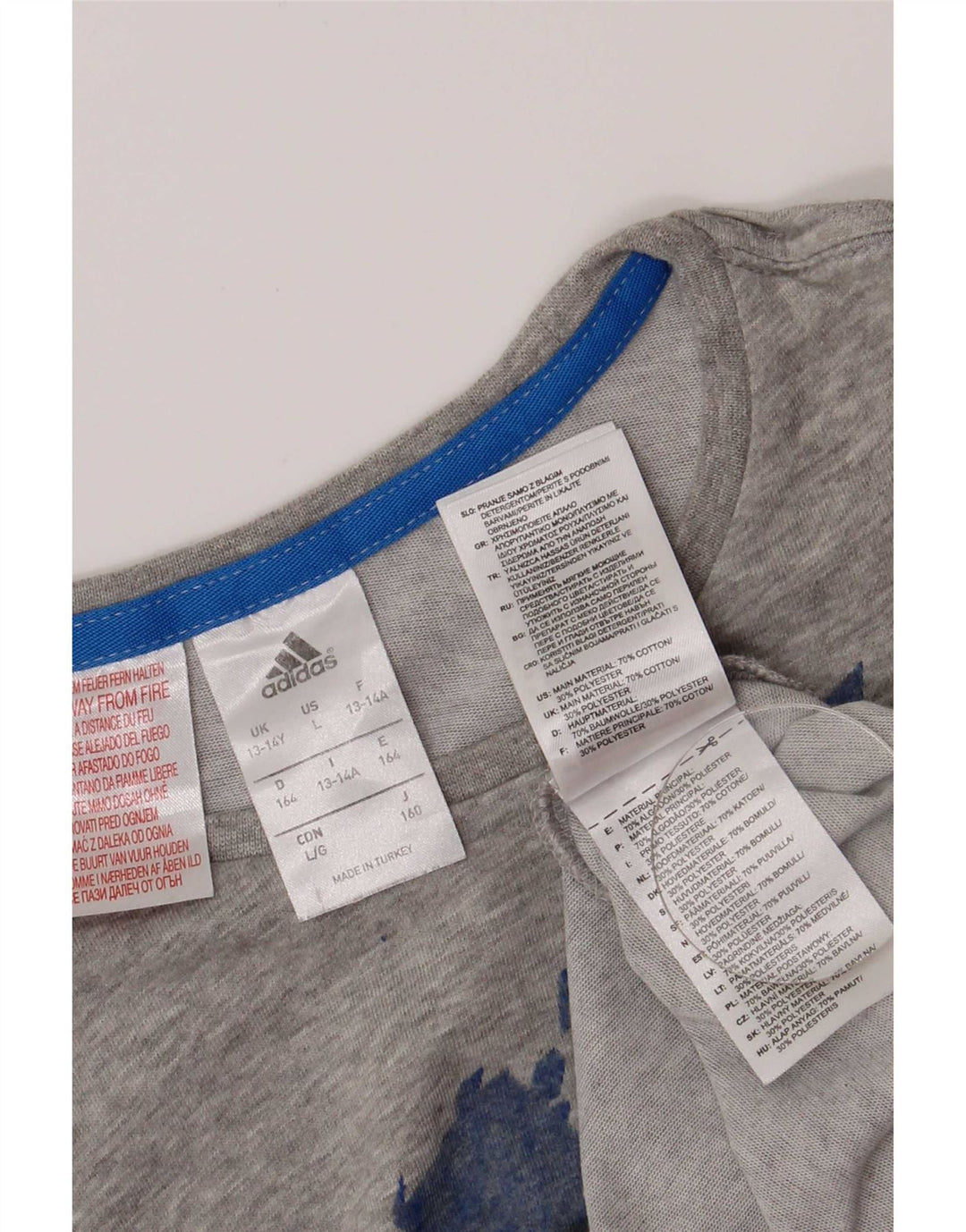 Adidas Jungen T-Shirt mit normaler Grafik, 13–14 Jahre, graue Baumwolle