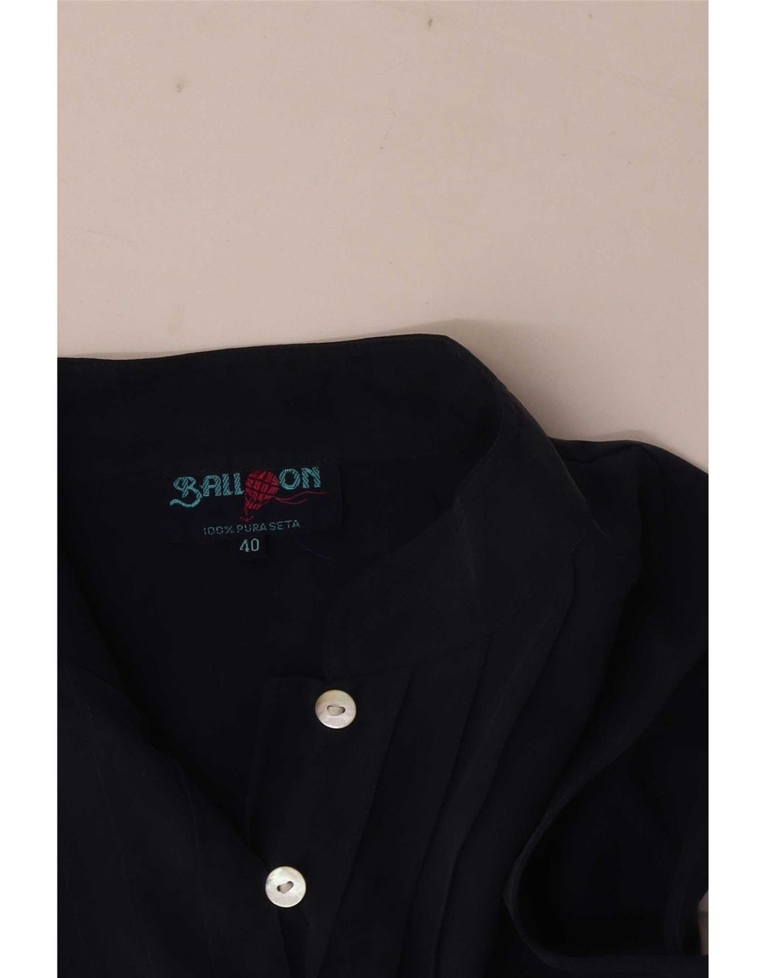 Balloon Womens Crop ärmellose Hemdbluse EU 40 Medium Navy Blue Silk