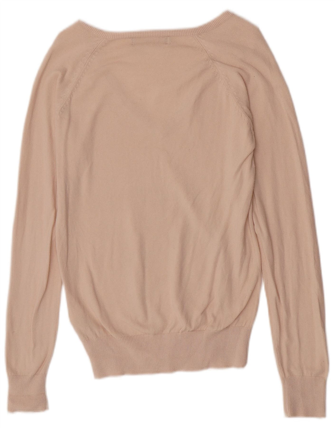Zara Damen-Pullover mit V-Ausschnitt, UK 12, mittelrosa, Baumwolle