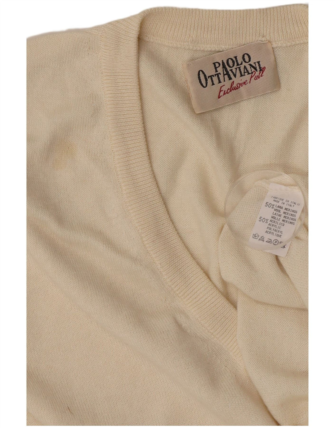 Paolo Ottaviani Herren Weste Tank Top Mittelbeige Merinowolle