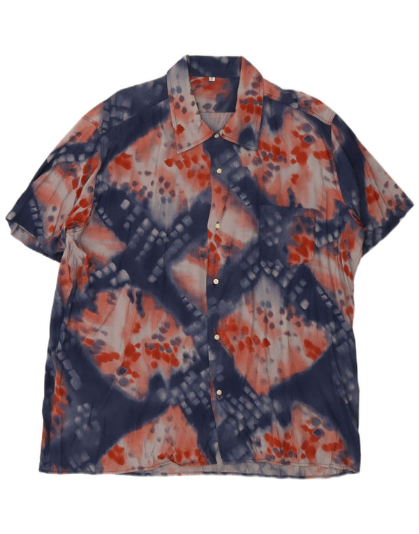 Vintage Herren Kurzarmshirt XL Blau Tie Dye