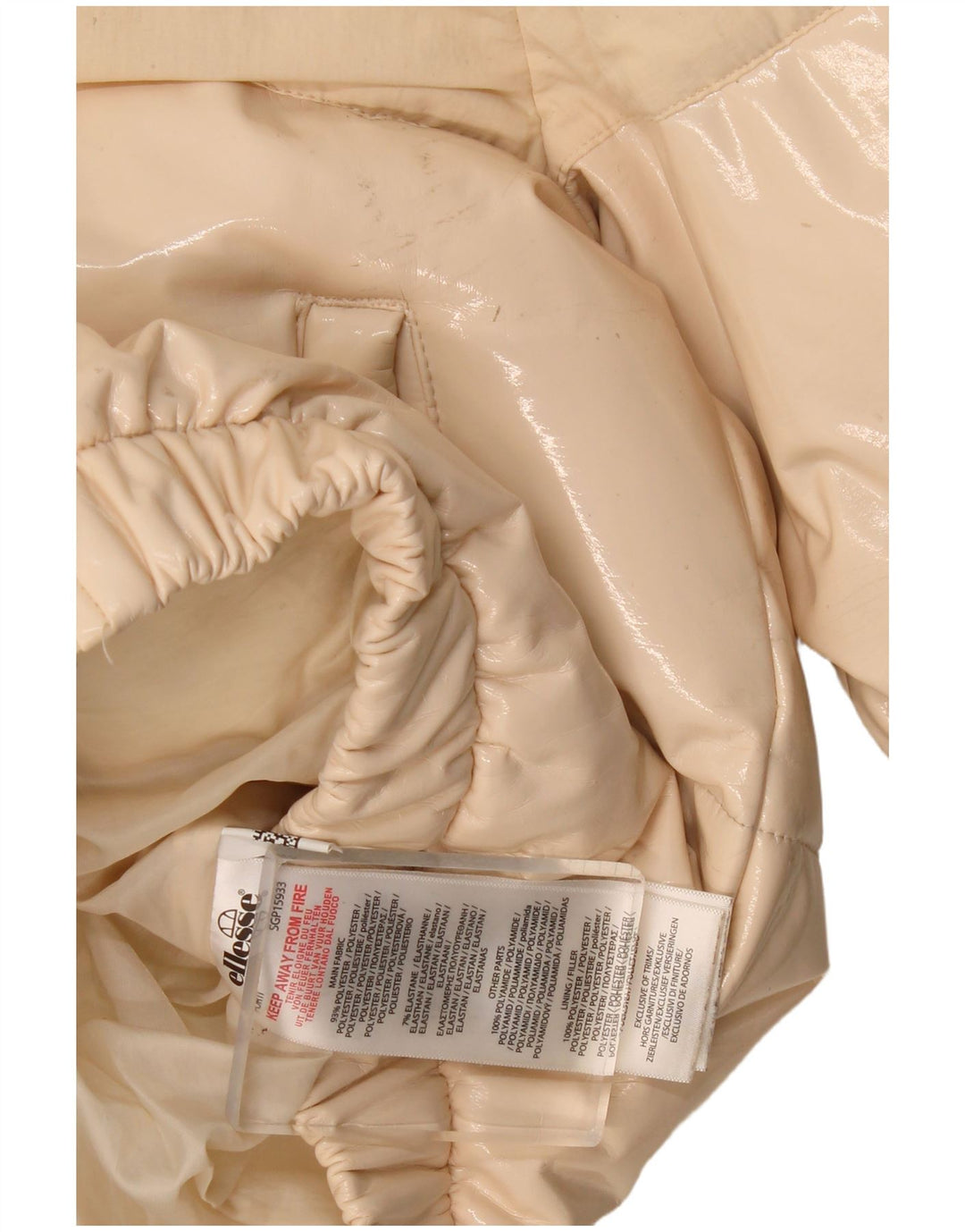 Ellesse Damen Übergroße, gepolsterte Jacke mit Kapuze, UK 8, Small Beige