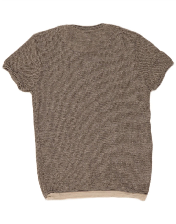 Zara Herren T-Shirt Oberteil Mittelgrau Baumwolle