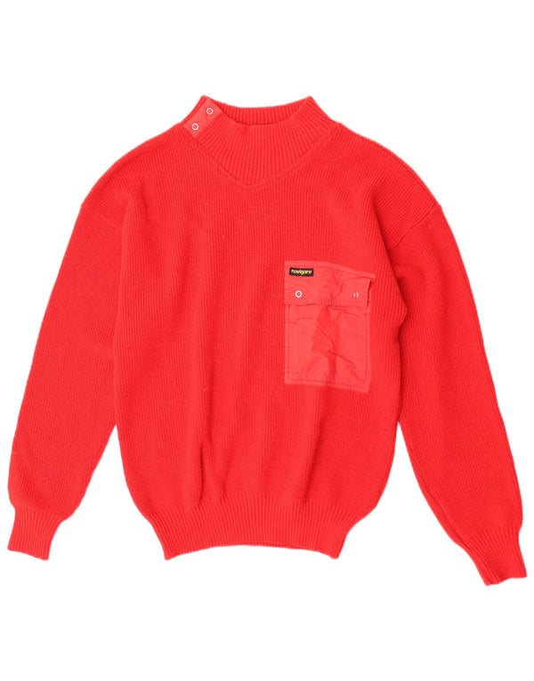 Navigare Mens Turtle Neck Jumper Sweater IT 44/46 Small Red Virgin Wool