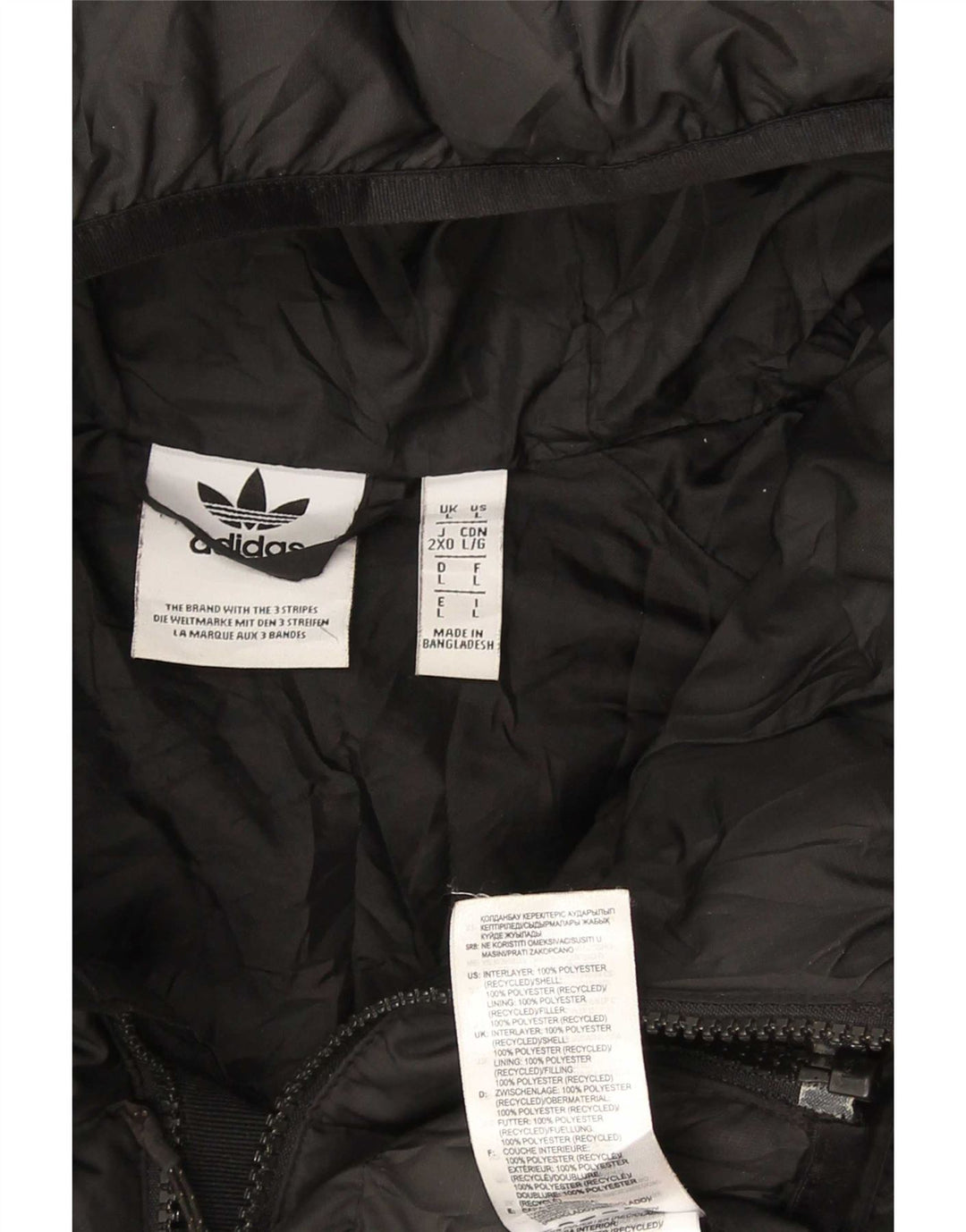Adidas Herren Kapuzenjacke, gepolstert, UK 40, Größe L, Schwarz, Polyester
