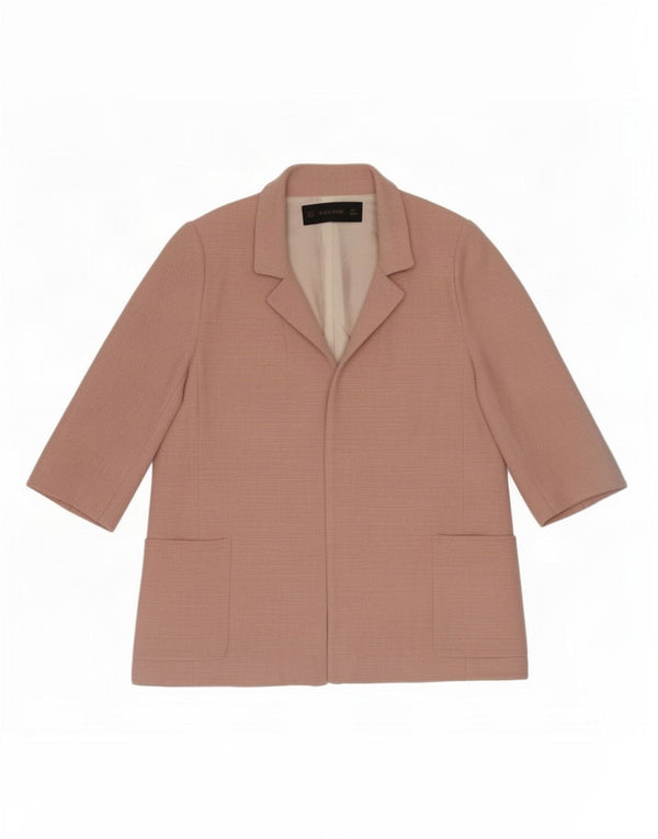 Zara Womens übergroße 3/4-Ärmel offene Blazerjacke UK 6 XS rosa Viskose