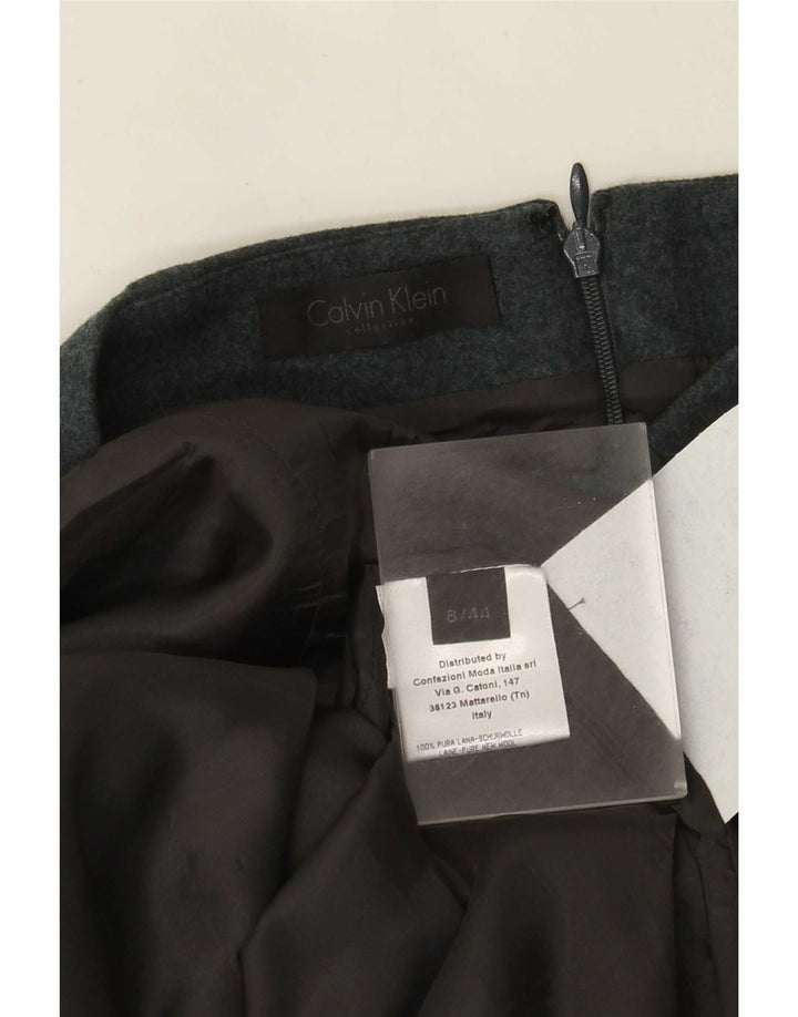 Calvin Klein Damen Bleistiftrock US 8 Medium W32 Blau meliert Wolle