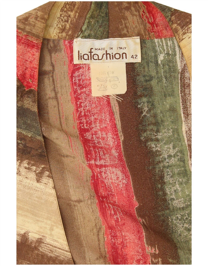 Vintage Damen Wickelbluse Top IT 42 Medium Mehrfarbig gestreifte Seide