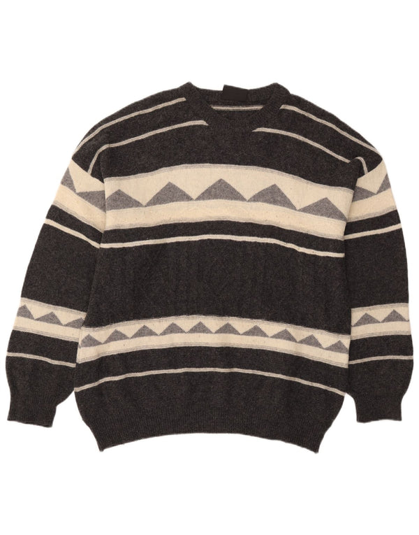 Louis Estere Herren-Pullover mit Rundhalsausschnitt, EU 54, XL, grau gestreift