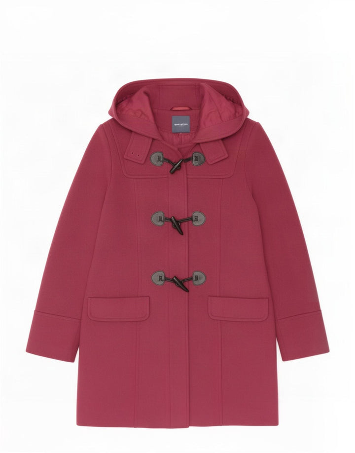 Marks & Spencer Damen-Dufflecoat mit Kapuze, UK 10, Größe S, Burgunderrot, Polyester