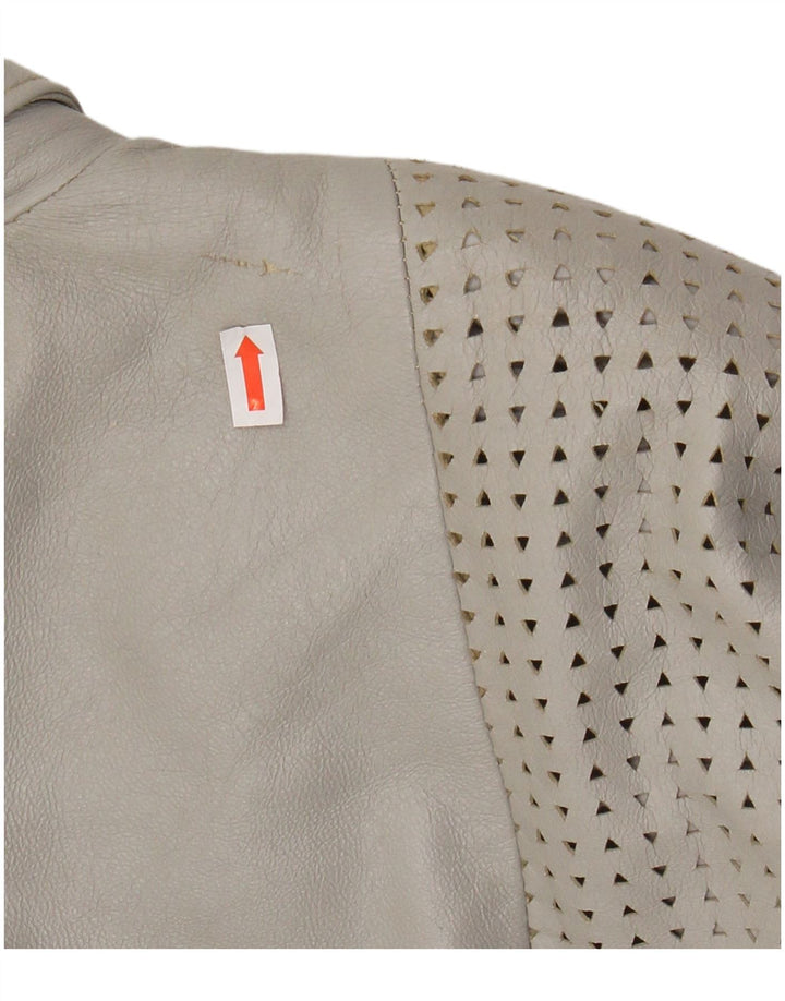 GABRIELLA BENELLI Damen Übergroße Jacke EU 36 Kleines graues Leder