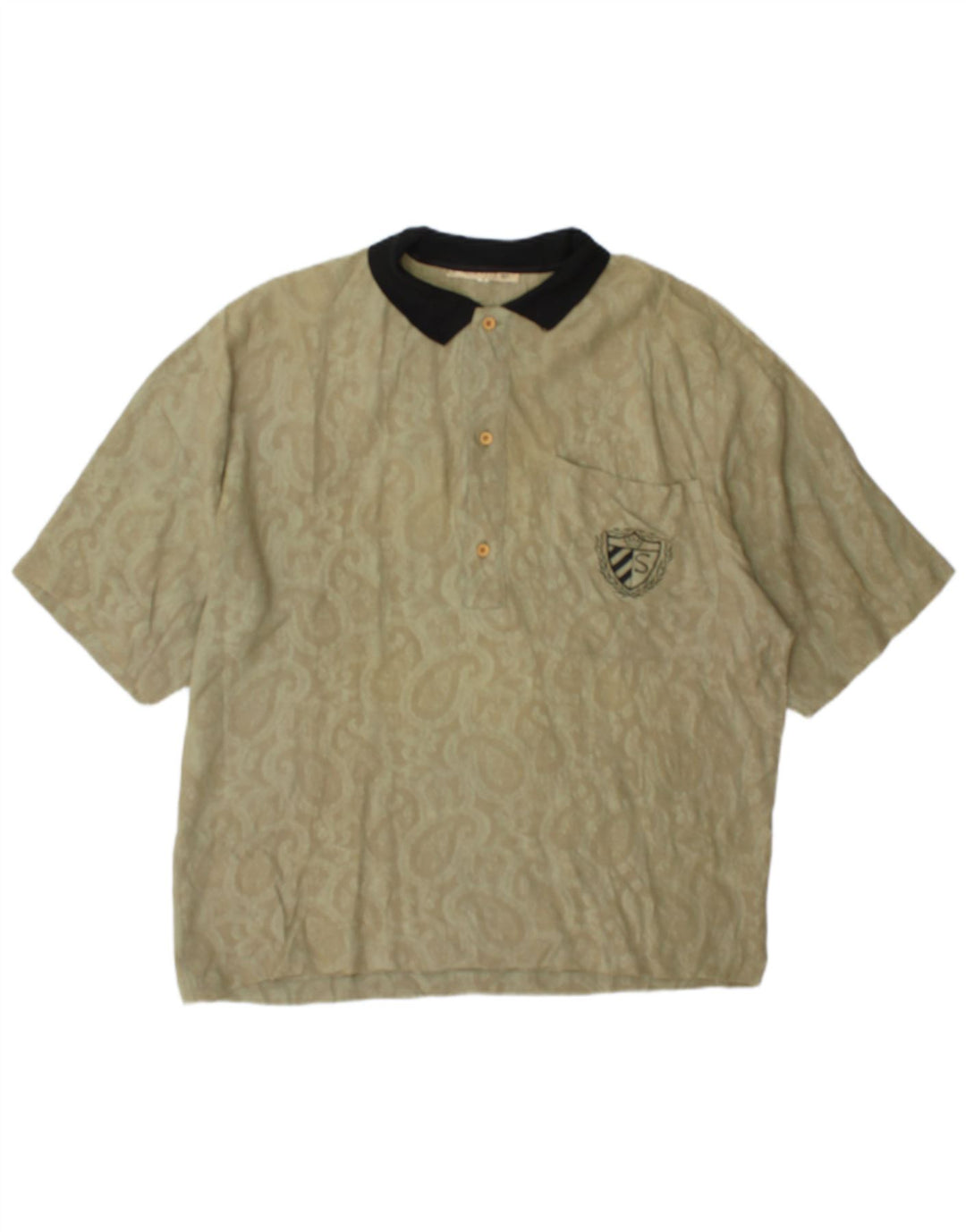 Silenzio Herren Poloshirt Small Khaki Paisley