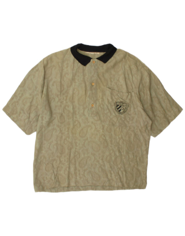 Silenzio Herren Poloshirt Small Khaki Paisley