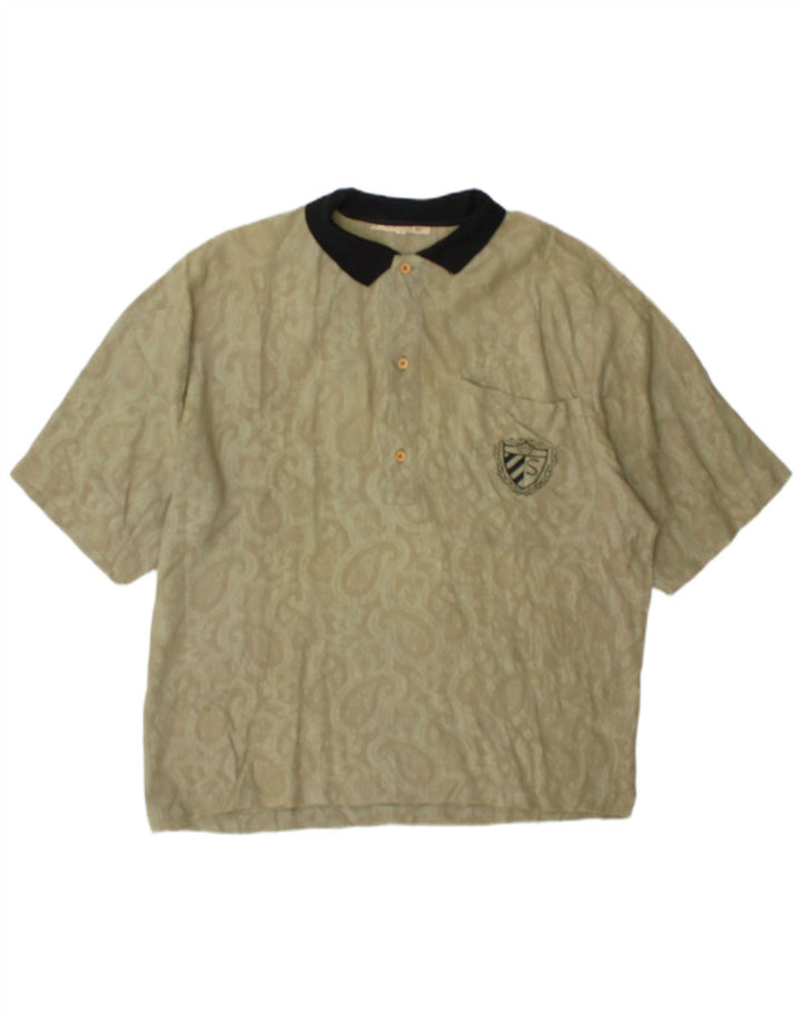 Silenzio Herren Poloshirt Small Khaki Paisley