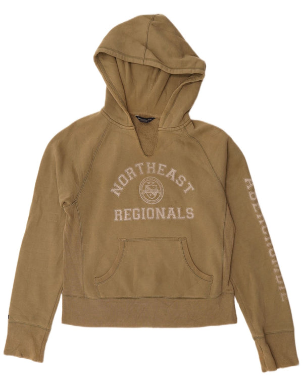 Abercrombie & Fitch Damen-Kapuzenpullover mit Grafik, UK 16, Größe L, Khaki, Baumwolle